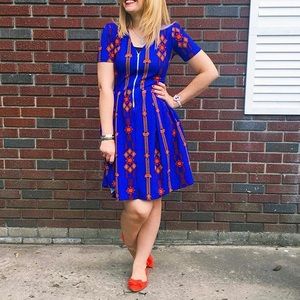 vintage LuLaRoe Amelia Dress Pockets Pleats Tribal